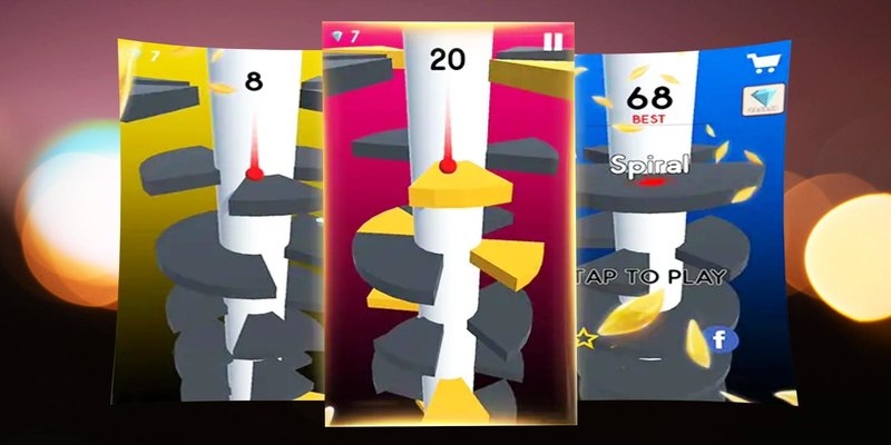 Gry logiczne, takie jak Helix Jump